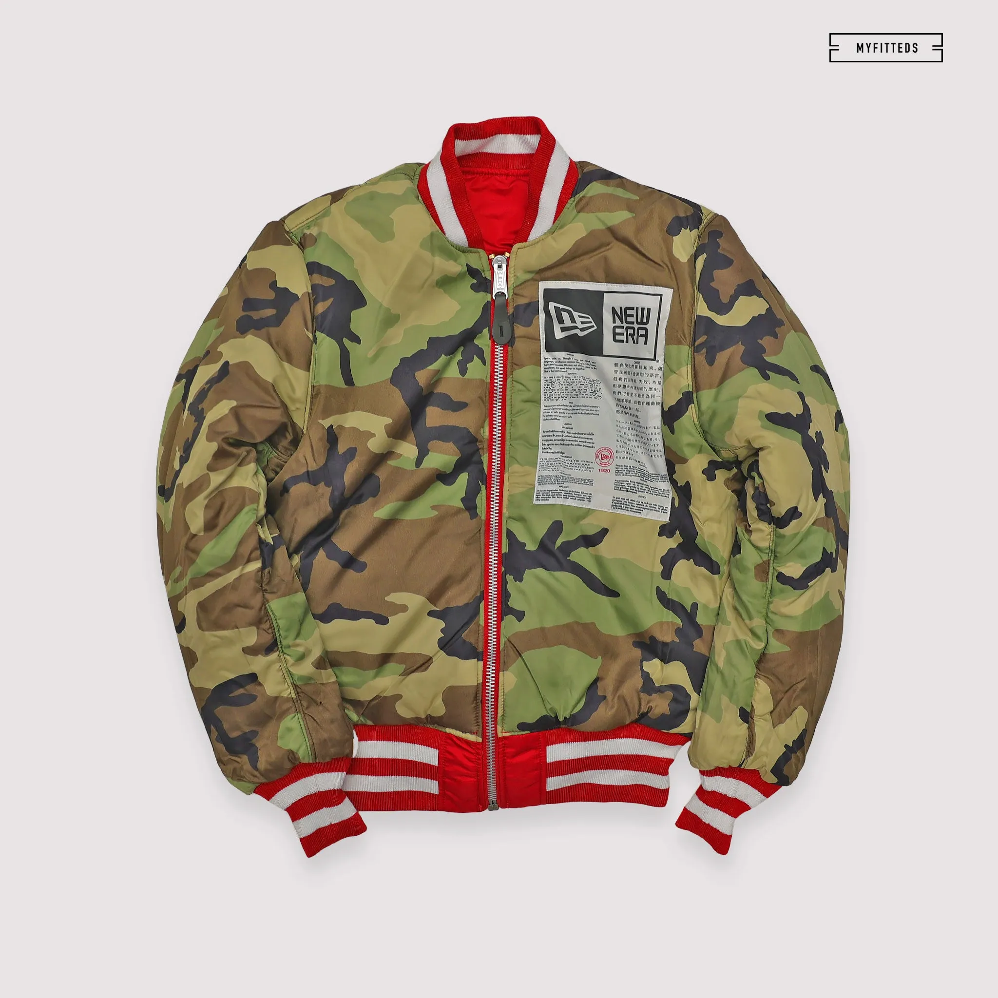NEW ERA X ALPHA INDUSTRIES CINCINNATI REDS REVERSIBLE BOMBER JACKET