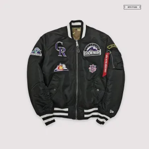 NEW ERA X ALPHA INDUSTRIES COLORADO ROCKIES REVERSIBLE BOMBER JACKET