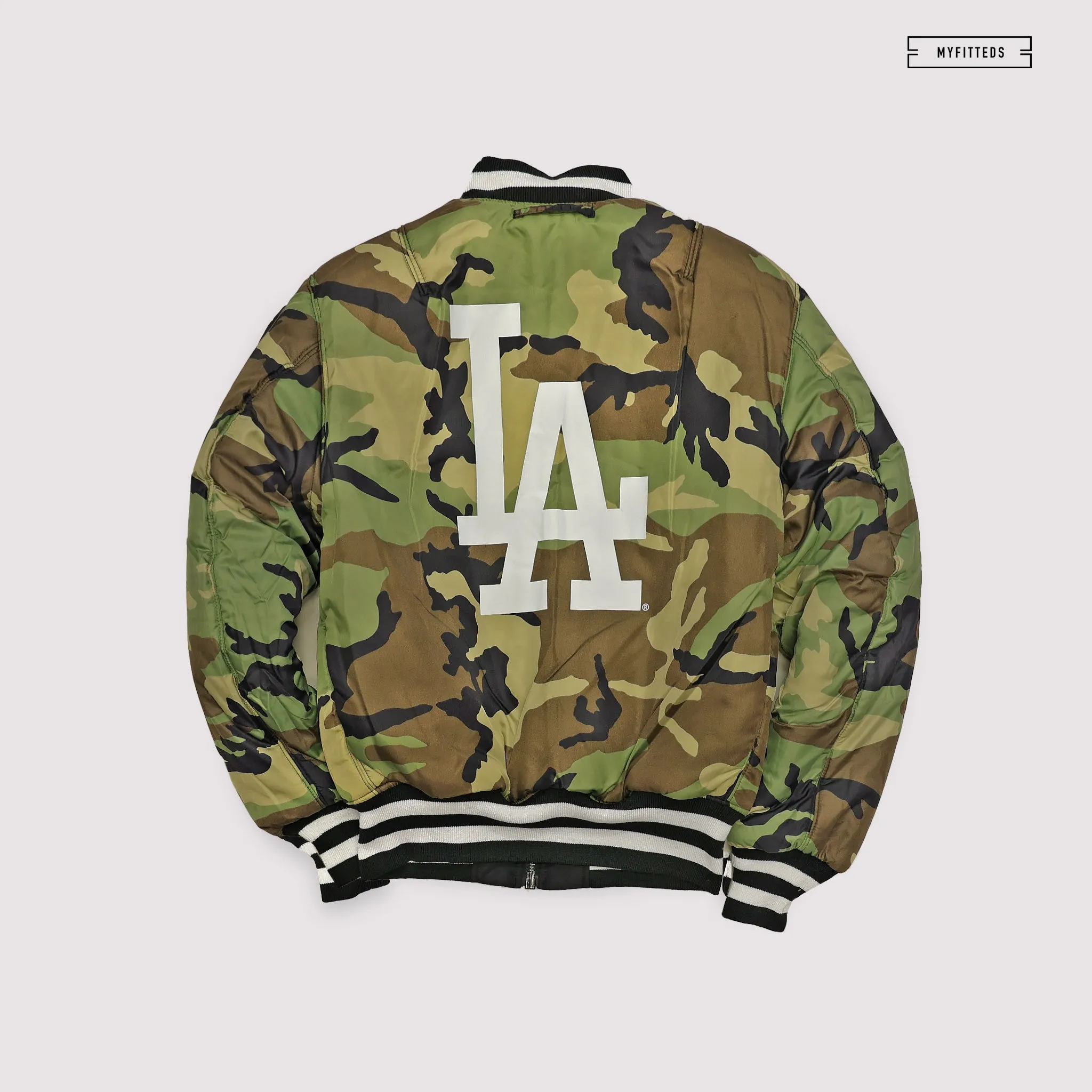 NEW ERA X ALPHA INDUSTRIES LOS ANGELES DODGERS REVERSIBLE BOMBER JACKET