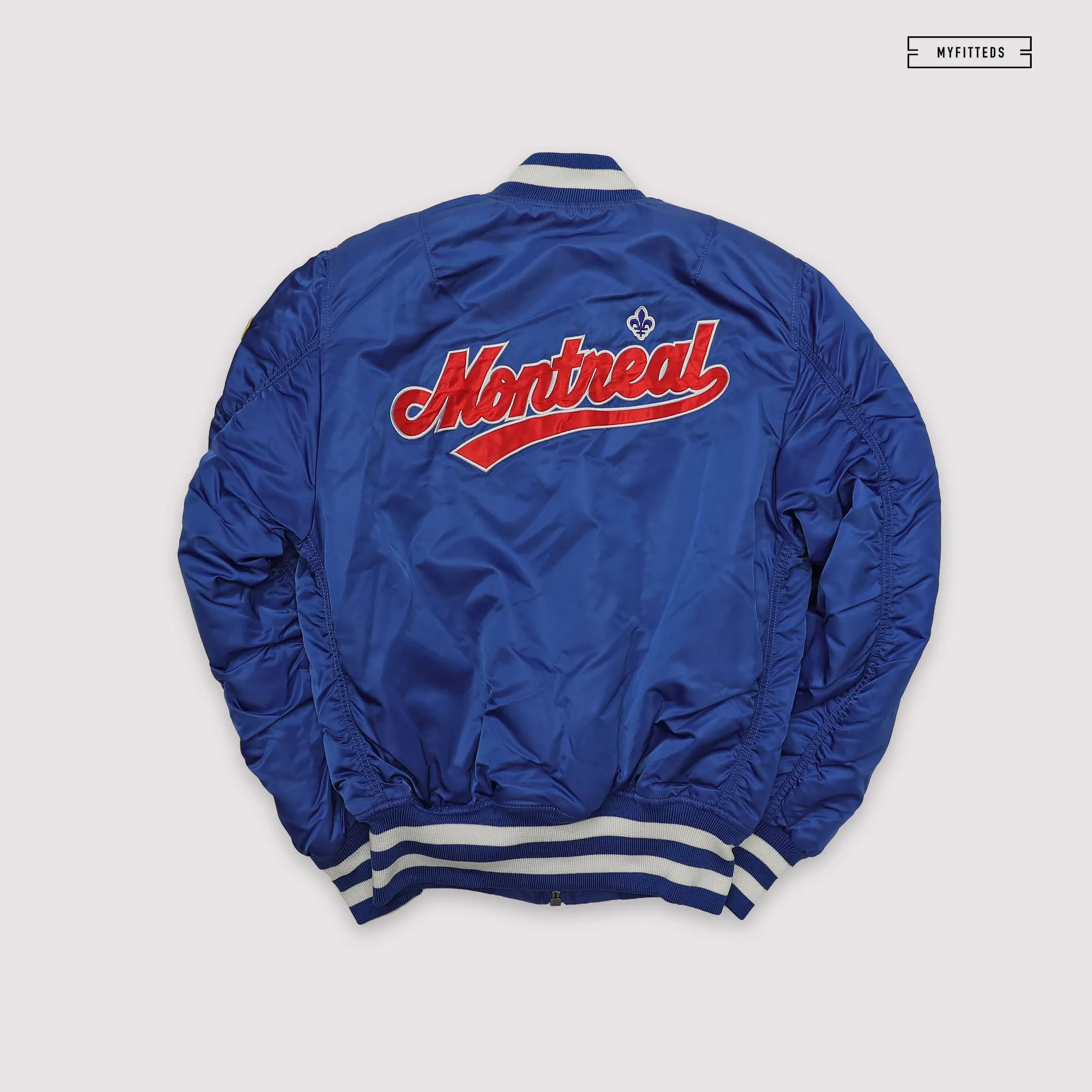 NEW ERA X ALPHA INDUSTRIES MONTREAL EXPOS REVERSIBLE BOMBER JACKET