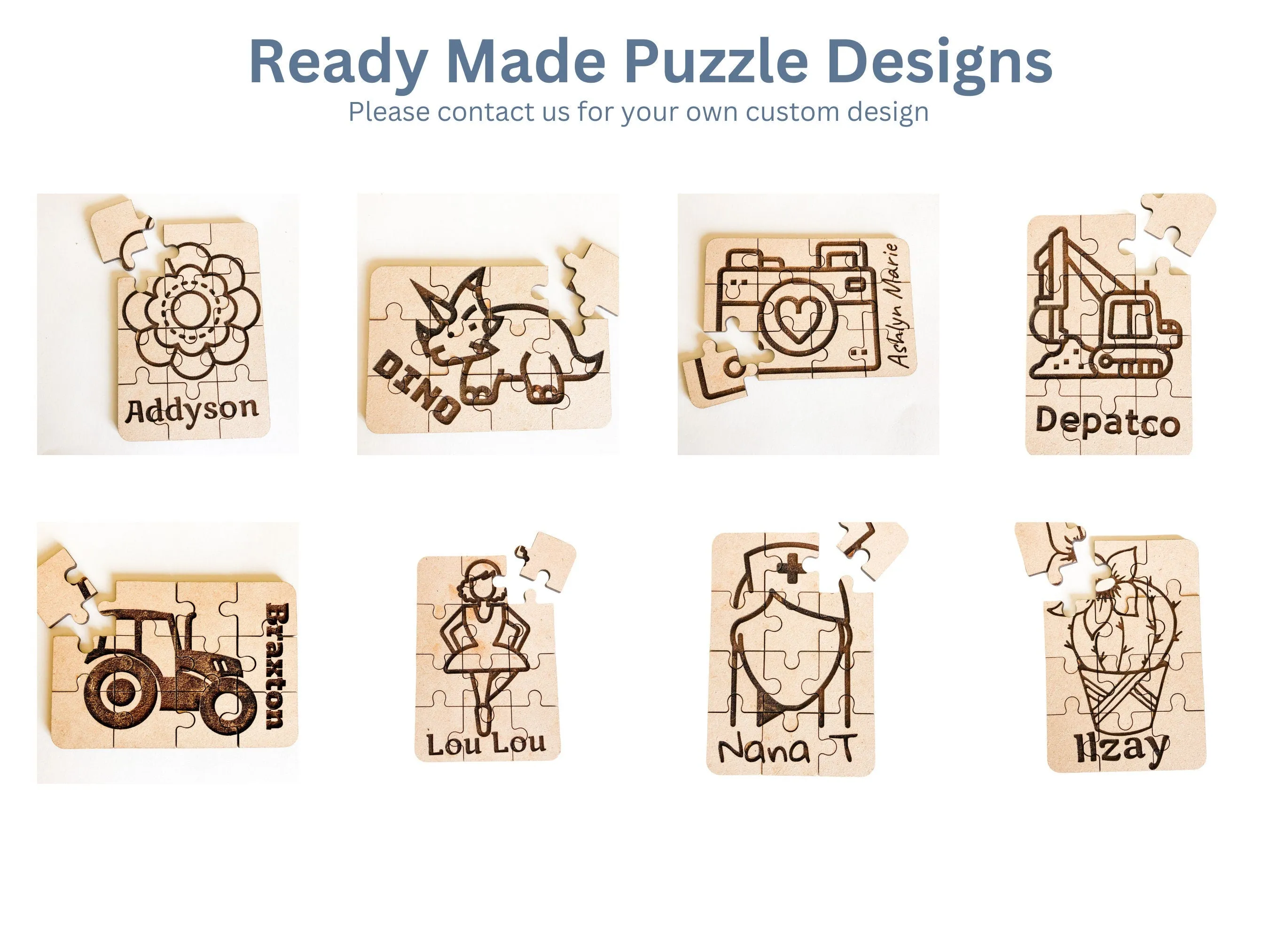 Nursery Personalized Small Wooden Puzzles Custom Game, Bulk Birthday Party Favor and Make and Take for Kids