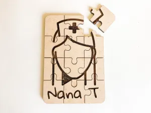 Nursery Personalized Small Wooden Puzzles Custom Game, Bulk Birthday Party Favor and Make and Take for Kids