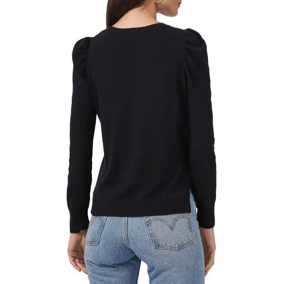 NWT 1. State Sequin Embellished Cheers Crew Neck Sweater in Black