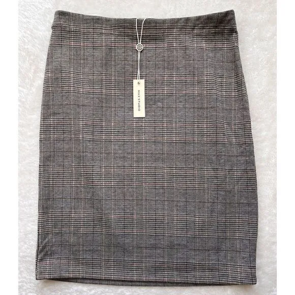 NWT MAX STUDIO Checked A Line Mini Skirt