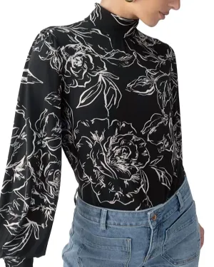On The Spot Floral Blouse In Rose Black