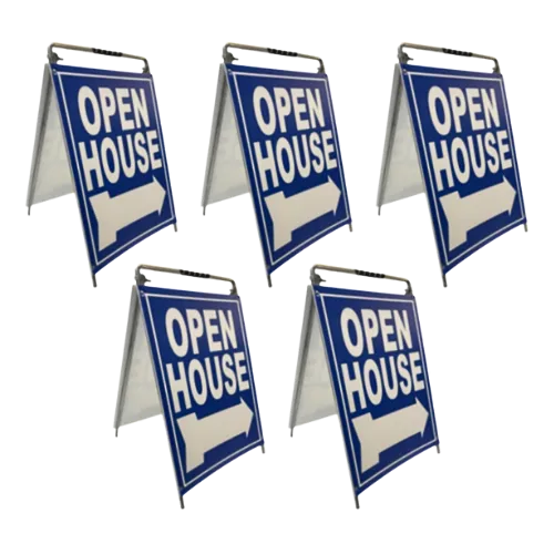 Open House Sign Metal A Frame Kit - 5 Pack - MOD - Blue
