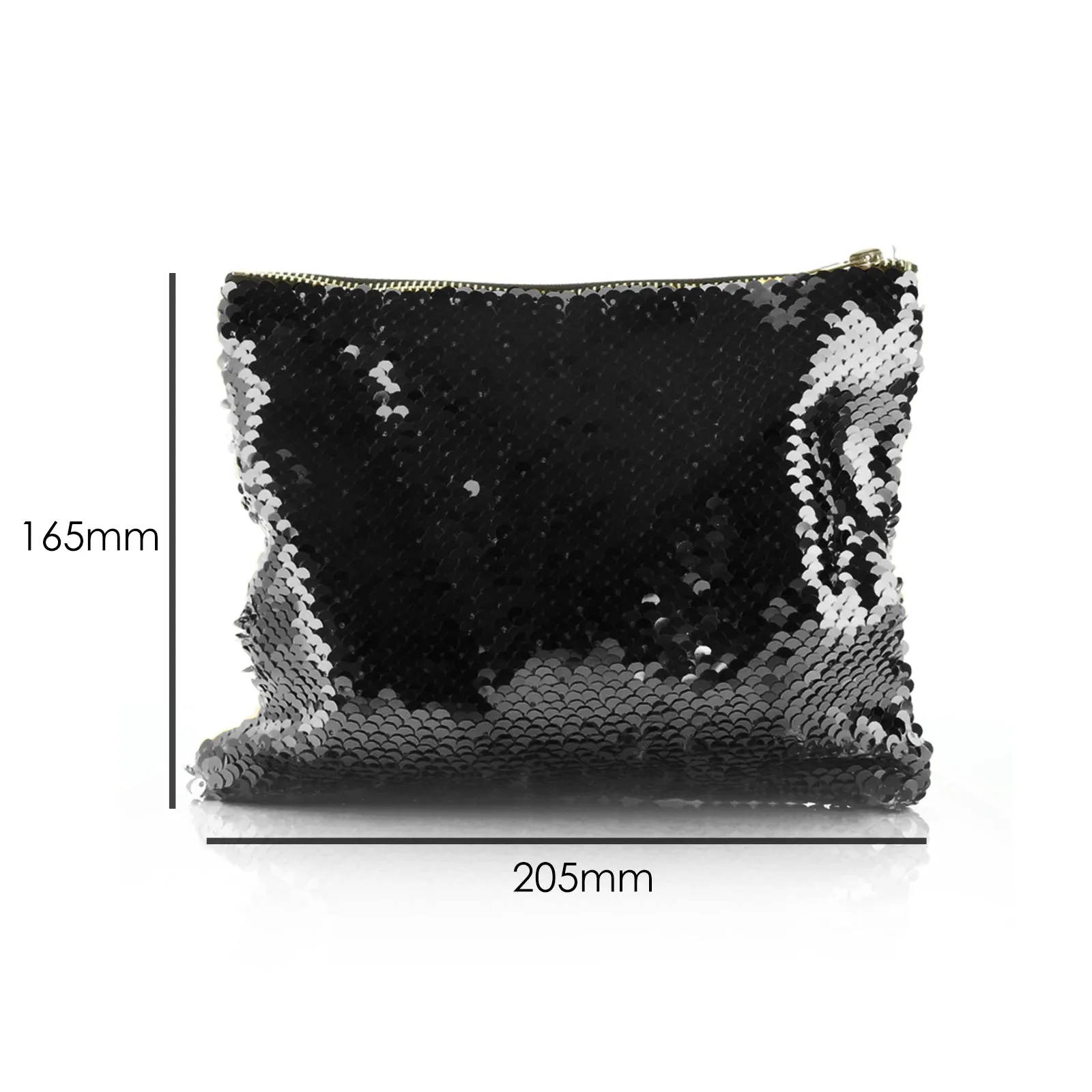 Personalised Sequin Zip Bag with Christmas Reindeer Deer Green Leaves and Cute Text