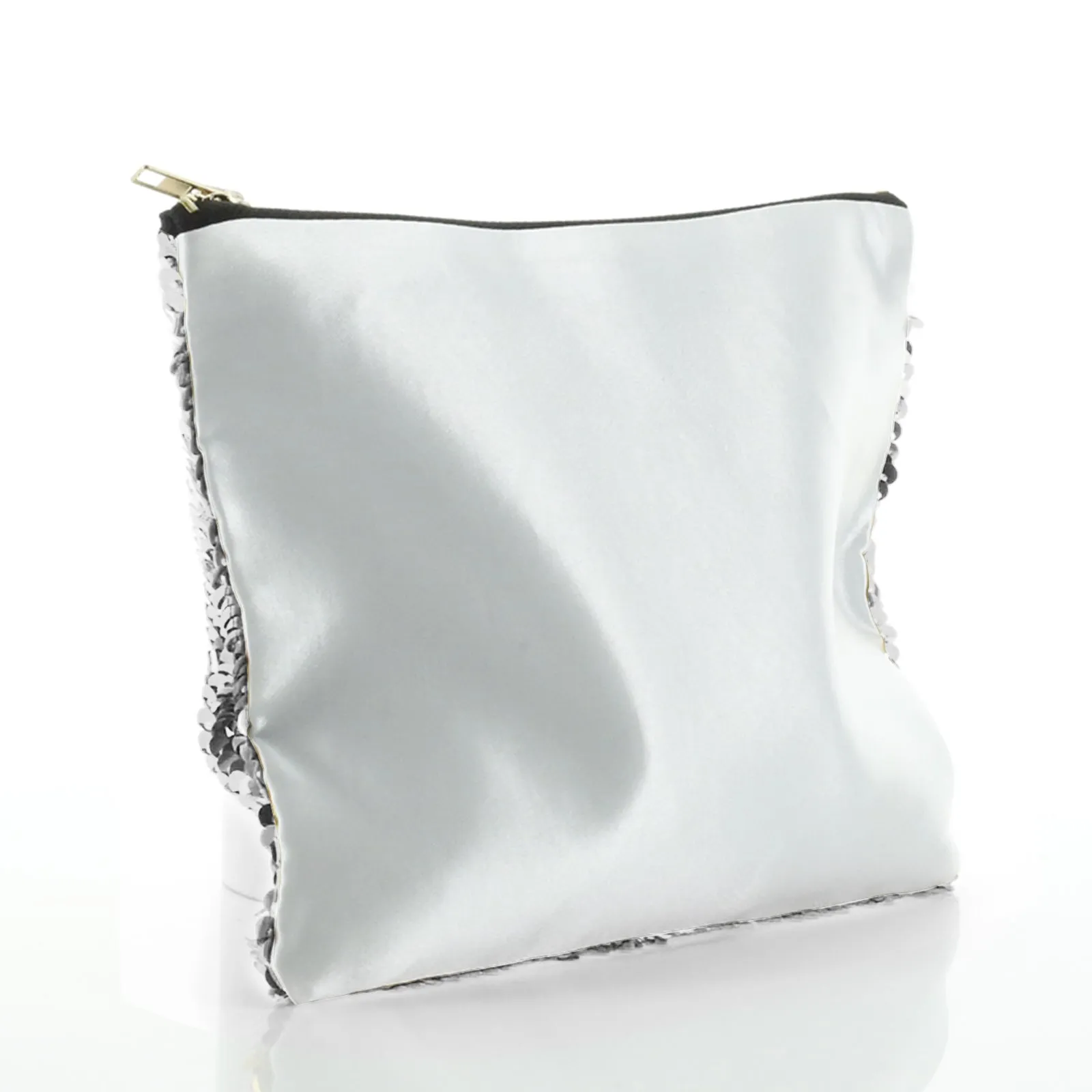 Personalised Sequin Zip Bag with Christmas Reindeer Deer Green Leaves and Cute Text