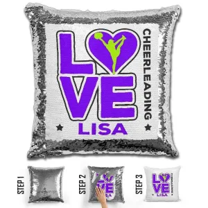 Personalized LOVE Cheer Magic Sequin Pillow