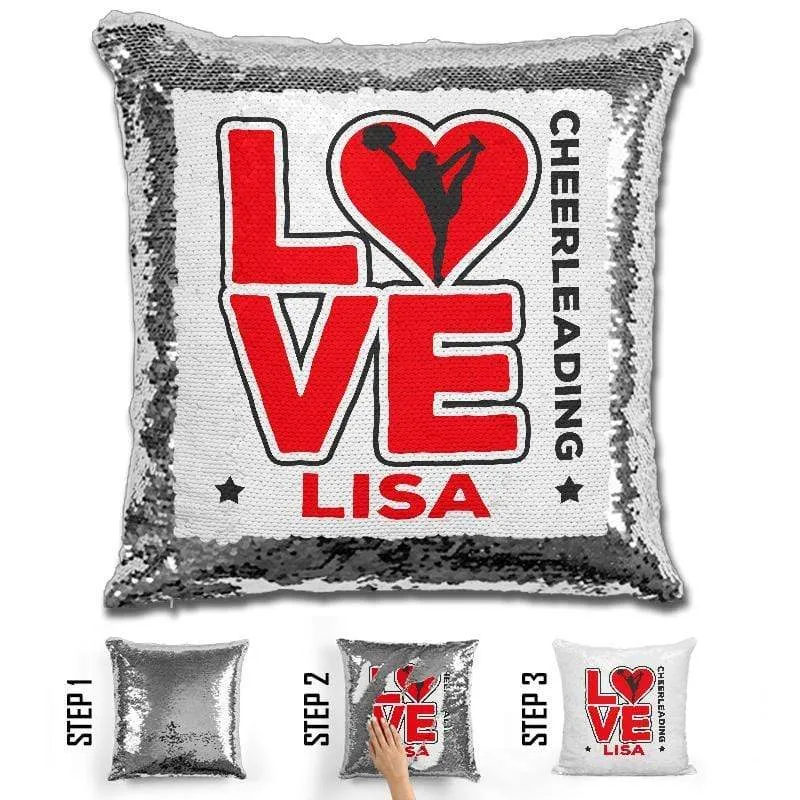 Personalized LOVE Cheer Magic Sequin Pillow