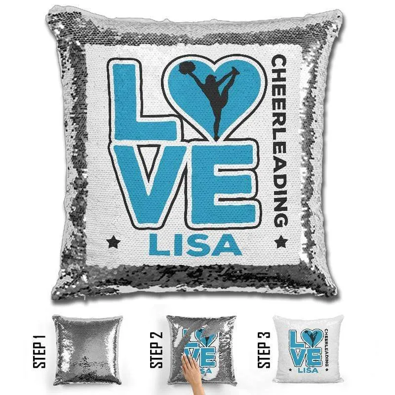 Personalized LOVE Cheer Magic Sequin Pillow