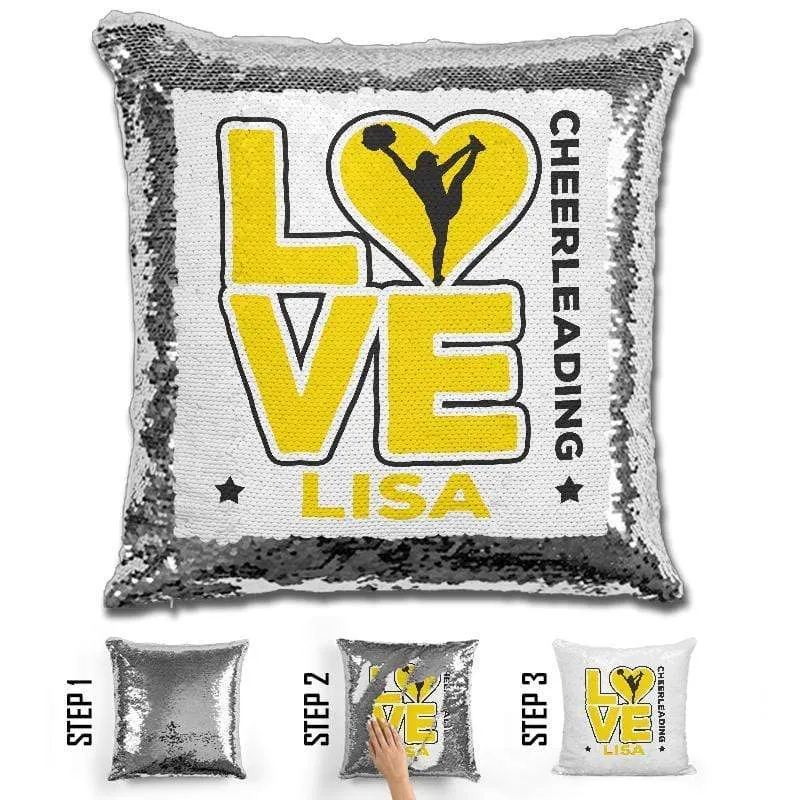 Personalized LOVE Cheer Magic Sequin Pillow