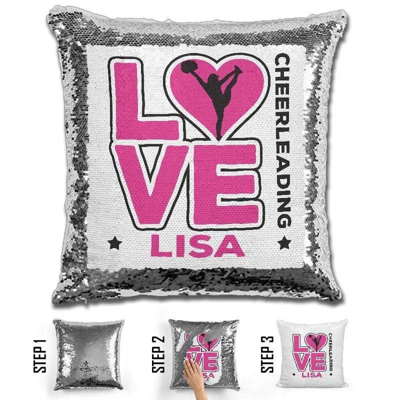 Personalized LOVE Cheer Magic Sequin Pillow