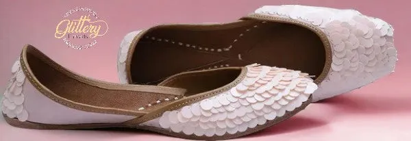Pink Ethnic Punjabi Leather Jutti with Shell Work | Women's Indian Traditional Wear Mojari | Women's Khussa Shoes | Indian Ballet Flats
