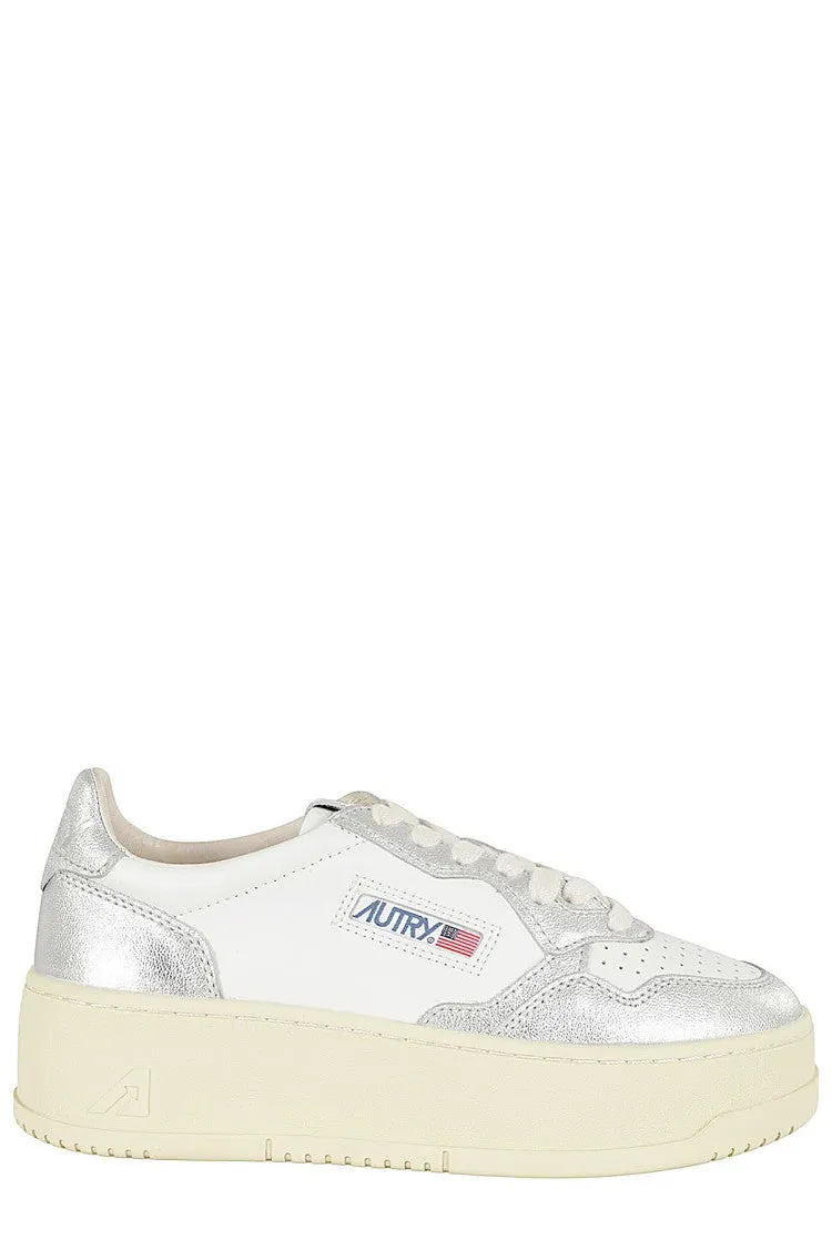 Platform Sneakers With Leather Upper