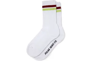 Polar Stripe Socks White Red Chartreuse