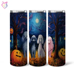 Poodle Halloween With Pumpkin 20oz Skinny Tumbler, Holiday Skinny Tumbler, For Dog Lovers, Vibrant Tumbler, Trending Tumbler