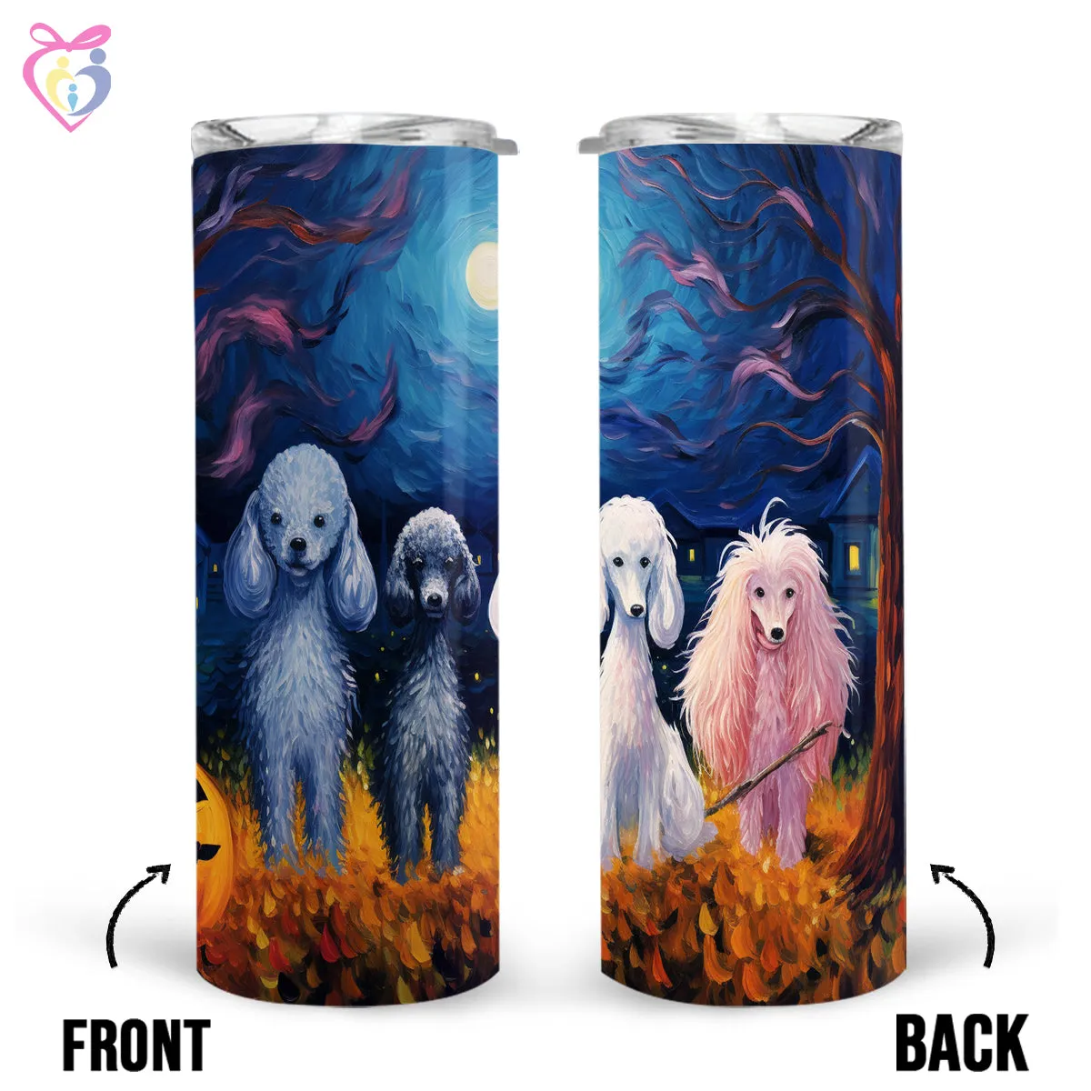 Poodle Halloween With Pumpkin 20oz Skinny Tumbler, Holiday Skinny Tumbler, For Dog Lovers, Vibrant Tumbler, Trending Tumbler