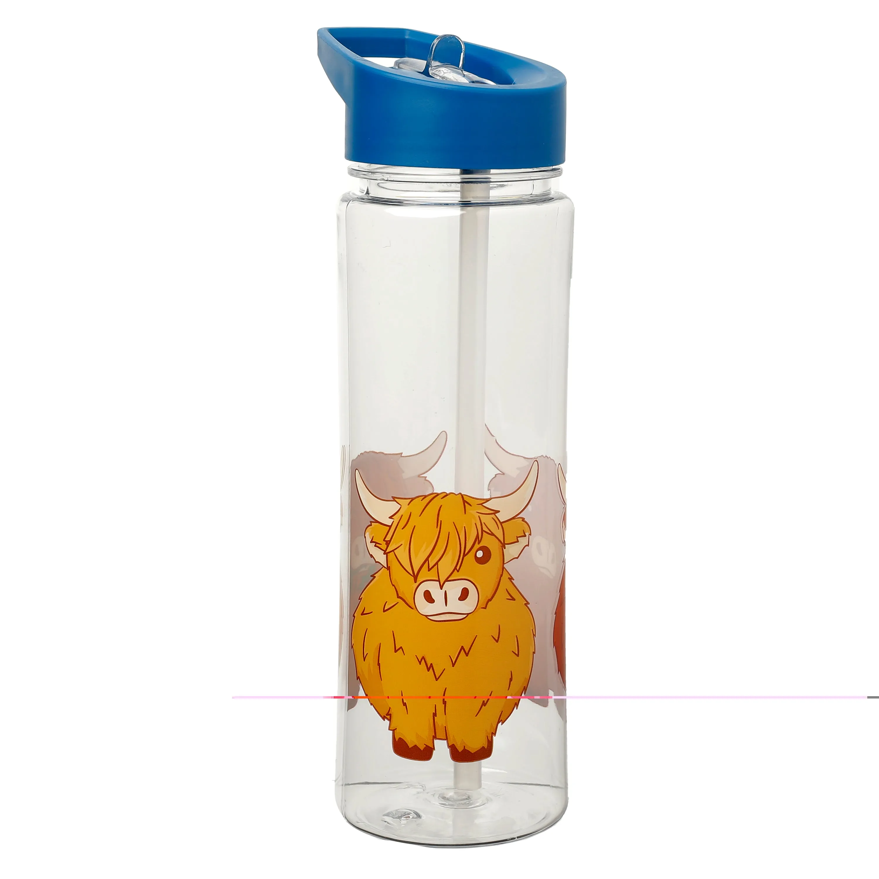 Reusable Highland Coo Cow 550ml Water Bottle with Flip Straw
