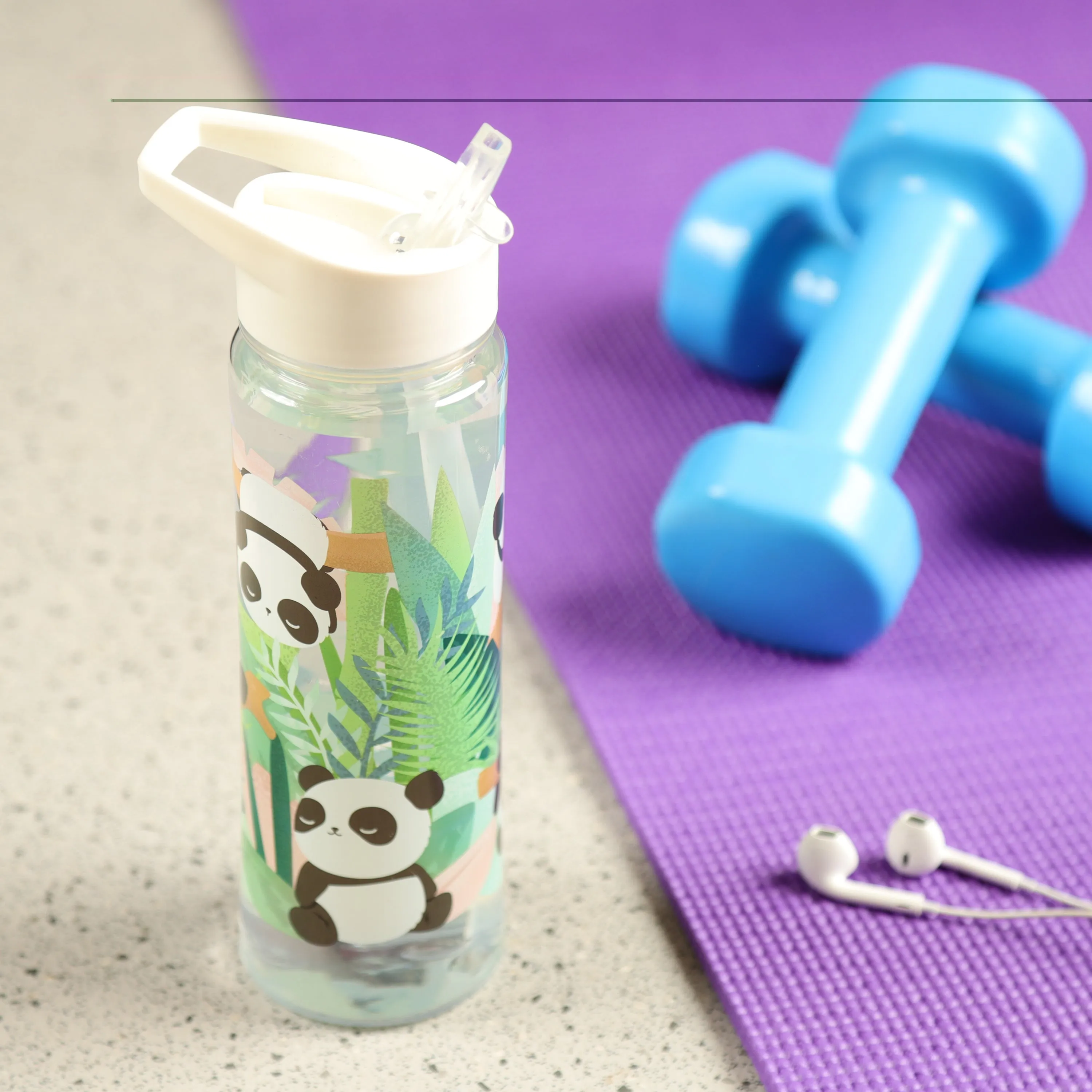 Reusable Pandarama Panda 550ml Water Bottle with Flip Straw