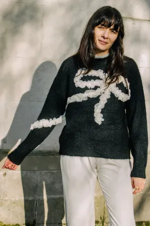 Ribbon Ruffle Detail Knit Jumper