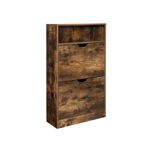 Rootz Shoe Cabinet Organizer - Shoe Rack - Shoe Storage - Suitable for All Types of Shoes - Additional Storage Space - Time-Saving Assembly - Vintage Brown - Chipboard - 60cm x 24cm x 102cm