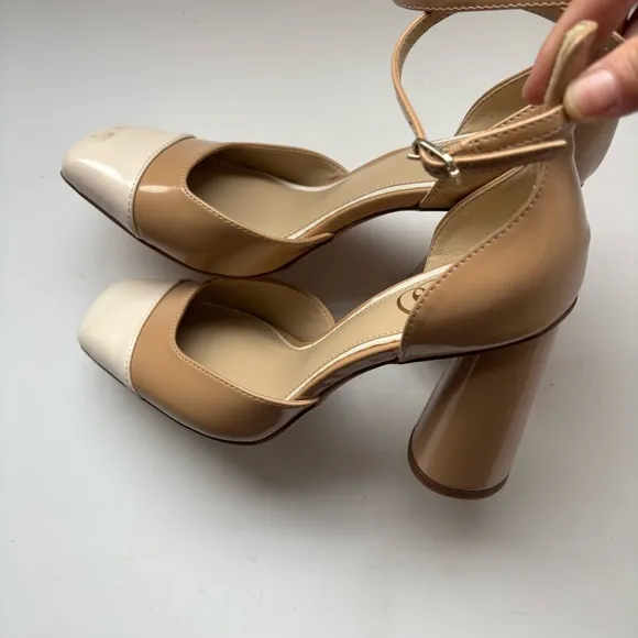 SAM EDELMAN CRISTINE Tan &amp; Cream Pump Sz 6.5
