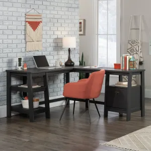 Sauder Trestle Transitional L-Shaped Writing Desk, Raven Oak Finish - new