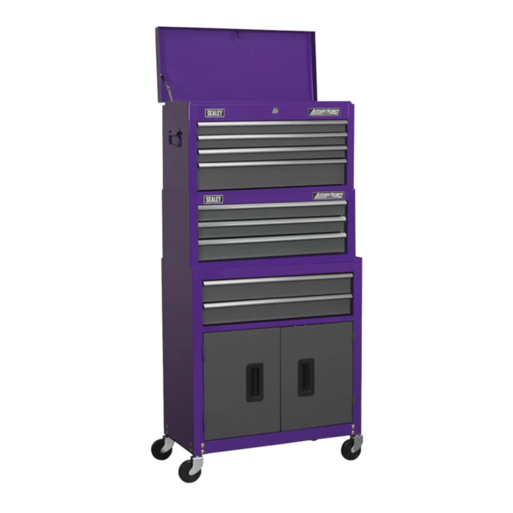 Sealey 9 Drawer Topchest, Mid-Box & Rollcab Combination - Purple/Grey - B