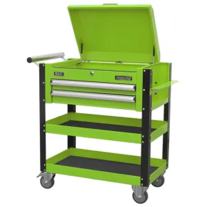 Sealey Heavy-Duty 2 Drawer Mobile Tool & Parts Trolley - Green - B