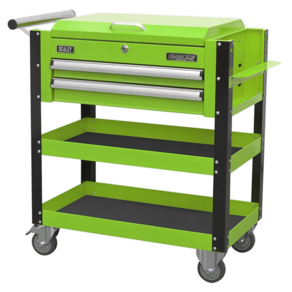 Sealey Heavy-Duty 2 Drawer Mobile Tool & Parts Trolley - Green - B