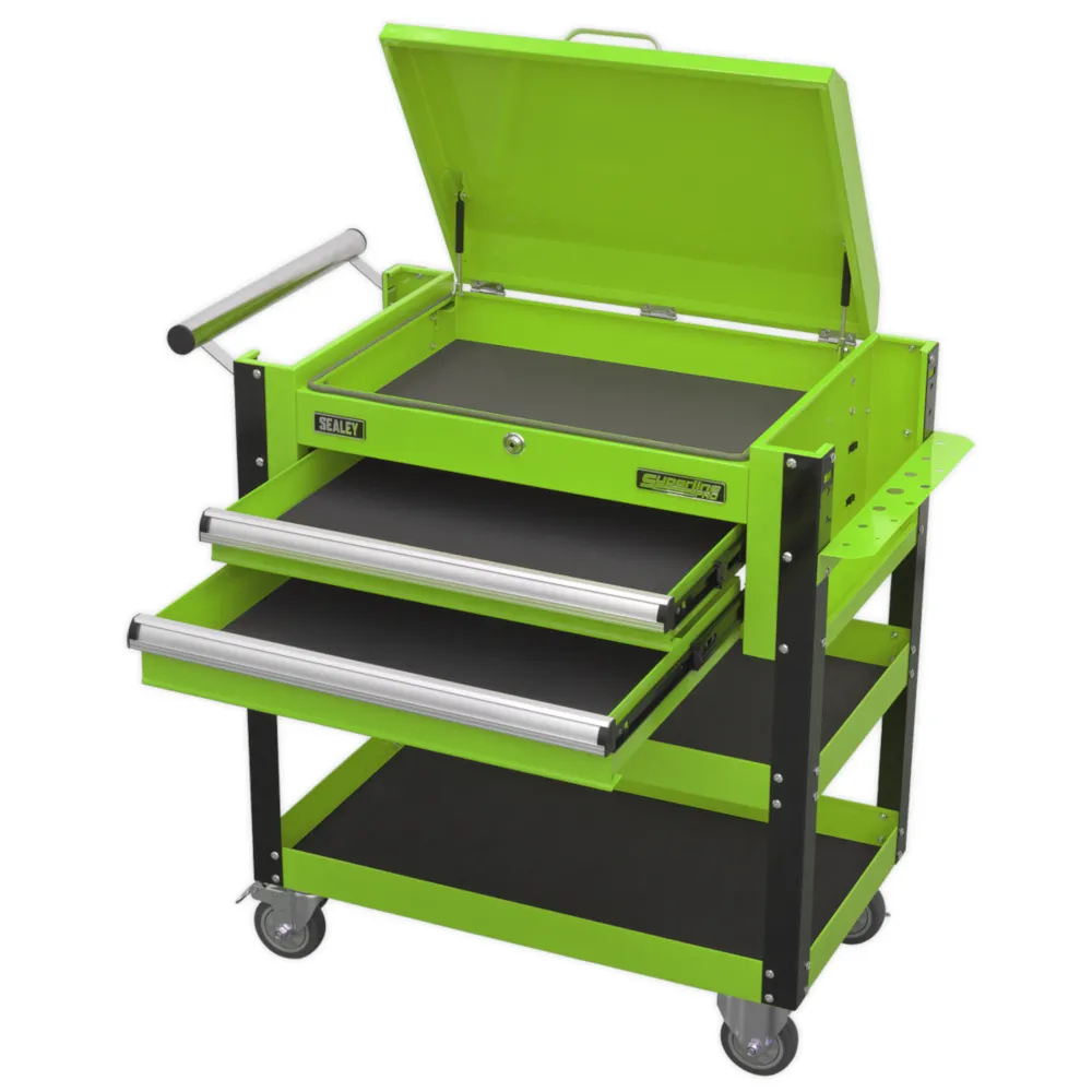 Sealey Heavy-Duty 2 Drawer Mobile Tool & Parts Trolley - Green - B