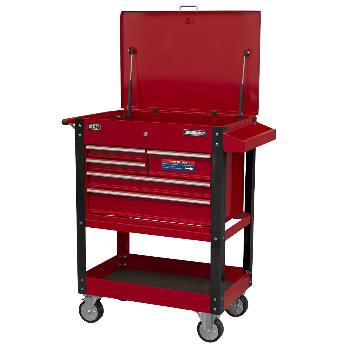 Sealey Superline Pro Heavy-Duty Mobile Tool & Parts Trolley with 5 Drawers & Lockable Top
