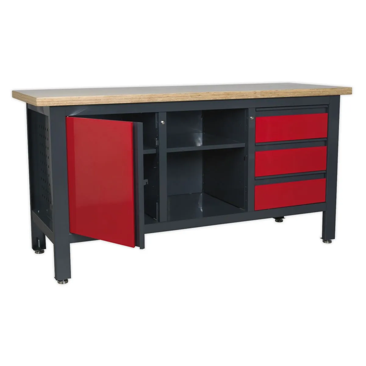 Sealey Workstation with 3 Drawers, 1 Cupboard & Open Storage