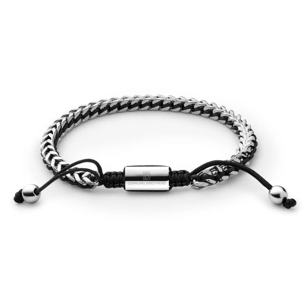 Silver Woven Chain Bracelet in Black