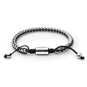 Silver Woven Chain Bracelet in Black