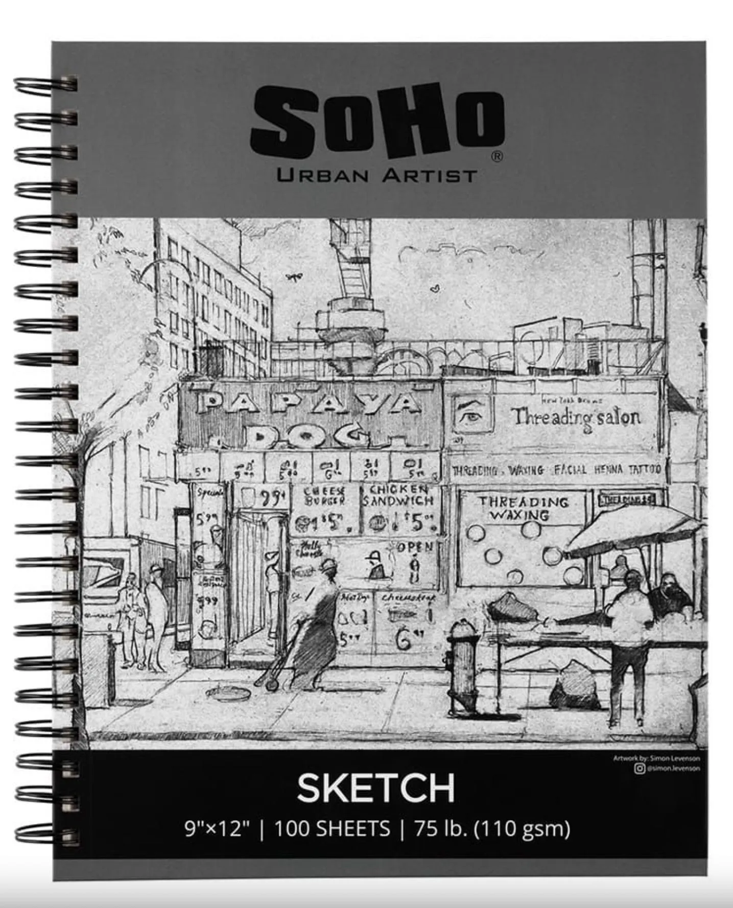 SoHo Sketch Paper Pad 9"x12" Spiral, 110 GSM 100-Sheets
