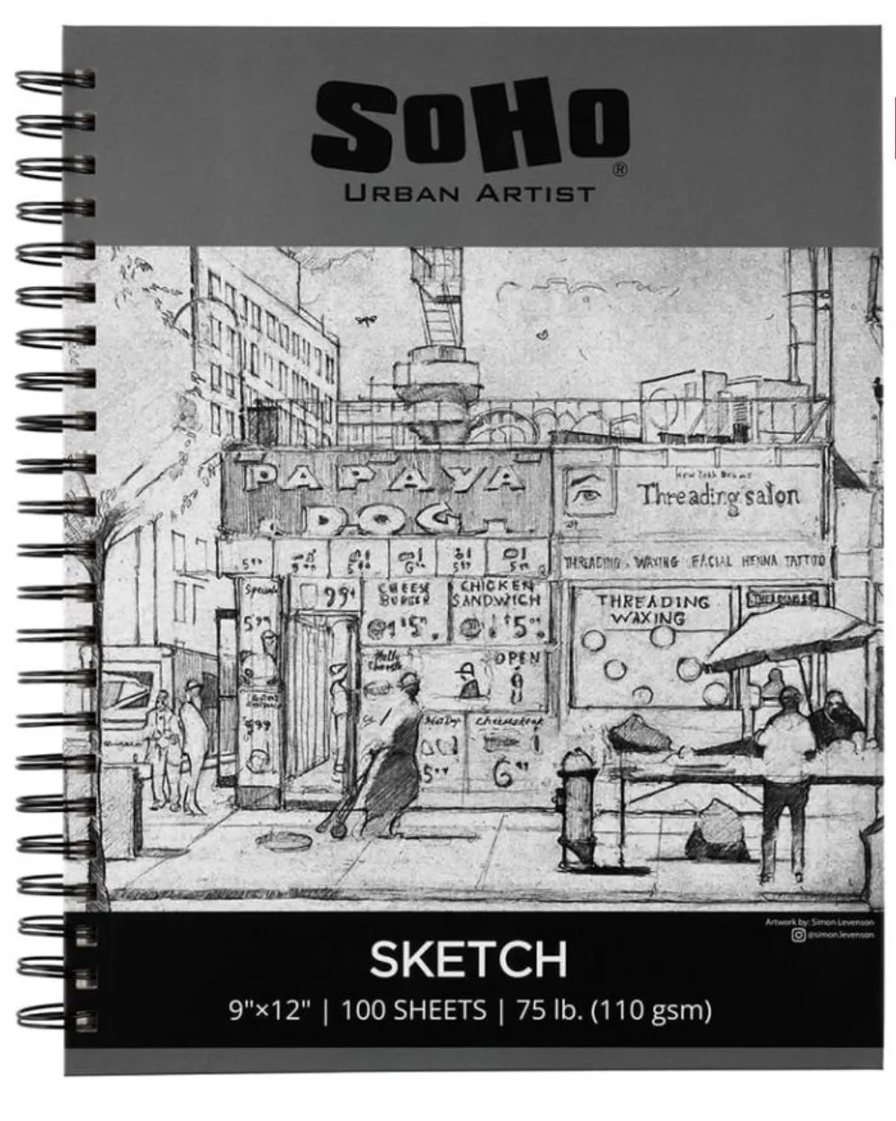 SoHo Sketch Paper Pad 9"x12" Spiral, 110 GSM 100-Sheets