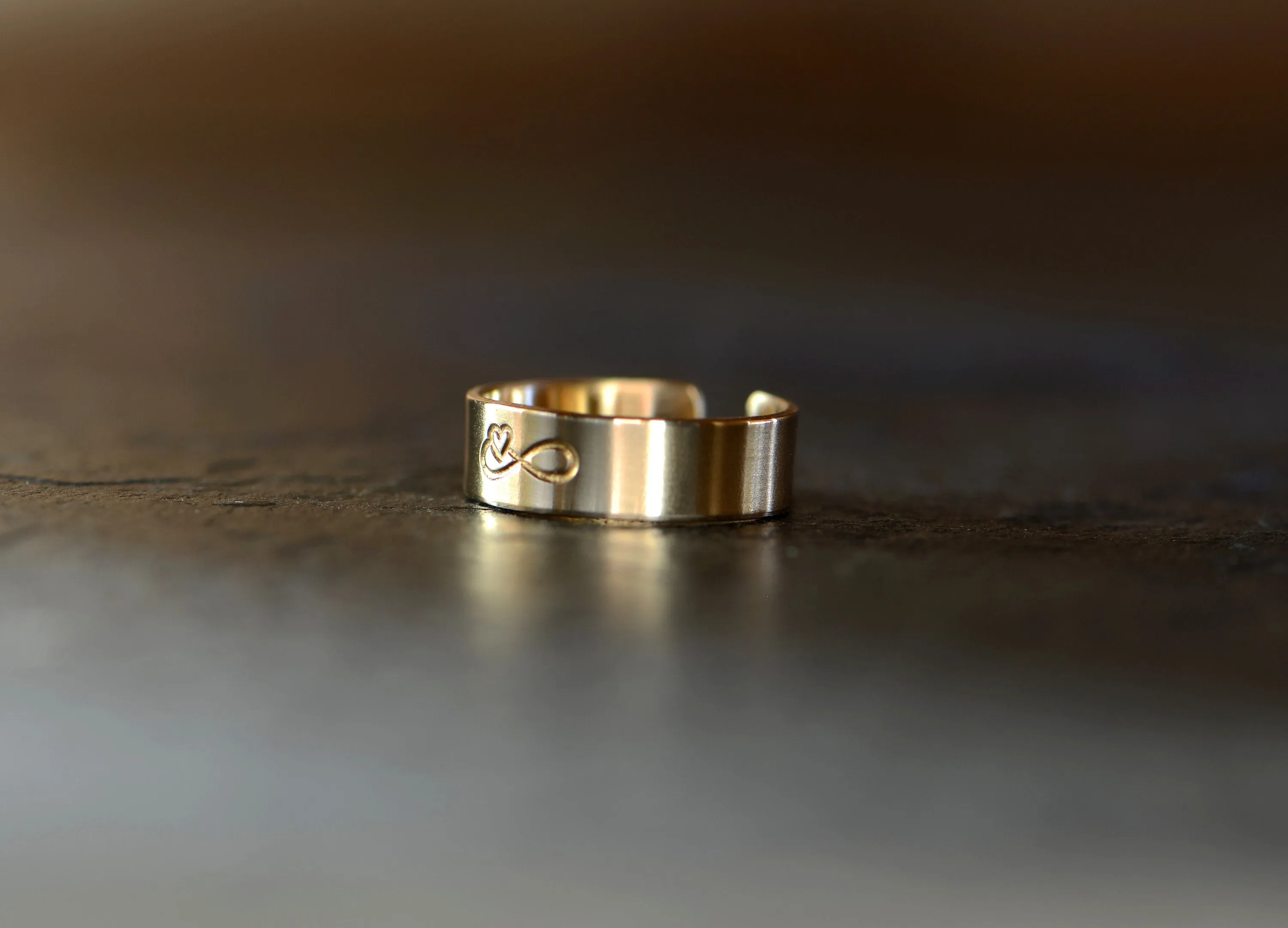 Solid 14 k gold infinity with heart toe ring or pinky and midi ring