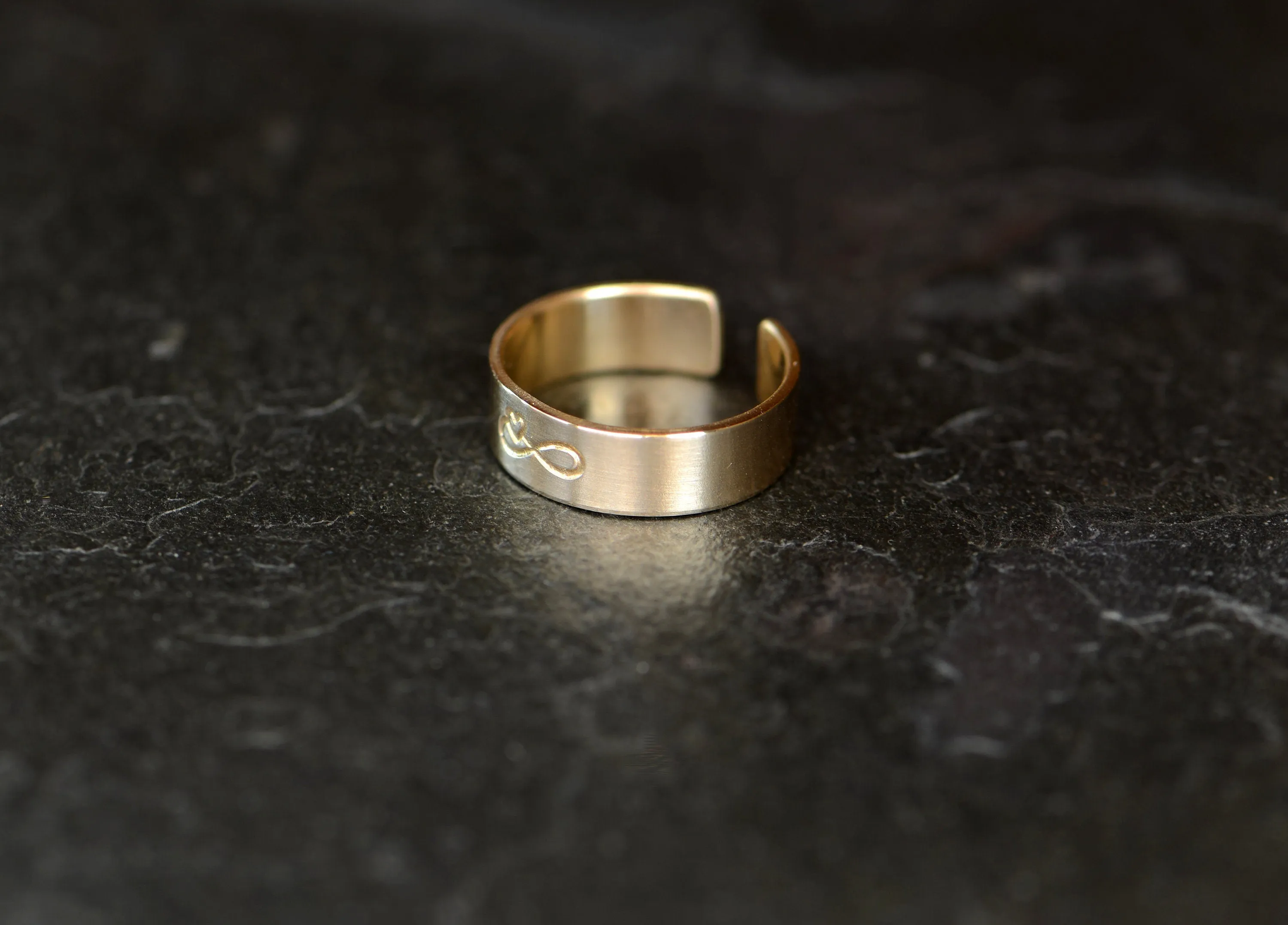Solid 14 k gold infinity with heart toe ring or pinky and midi ring