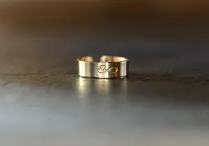 Solid 14 k gold infinity with heart toe ring or pinky and midi ring