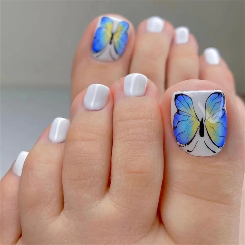 Square Toe Blue Butterfly