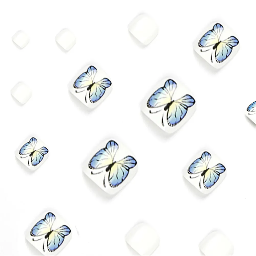 Square Toe Blue Butterfly