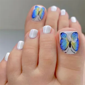 Square Toe Blue Butterfly