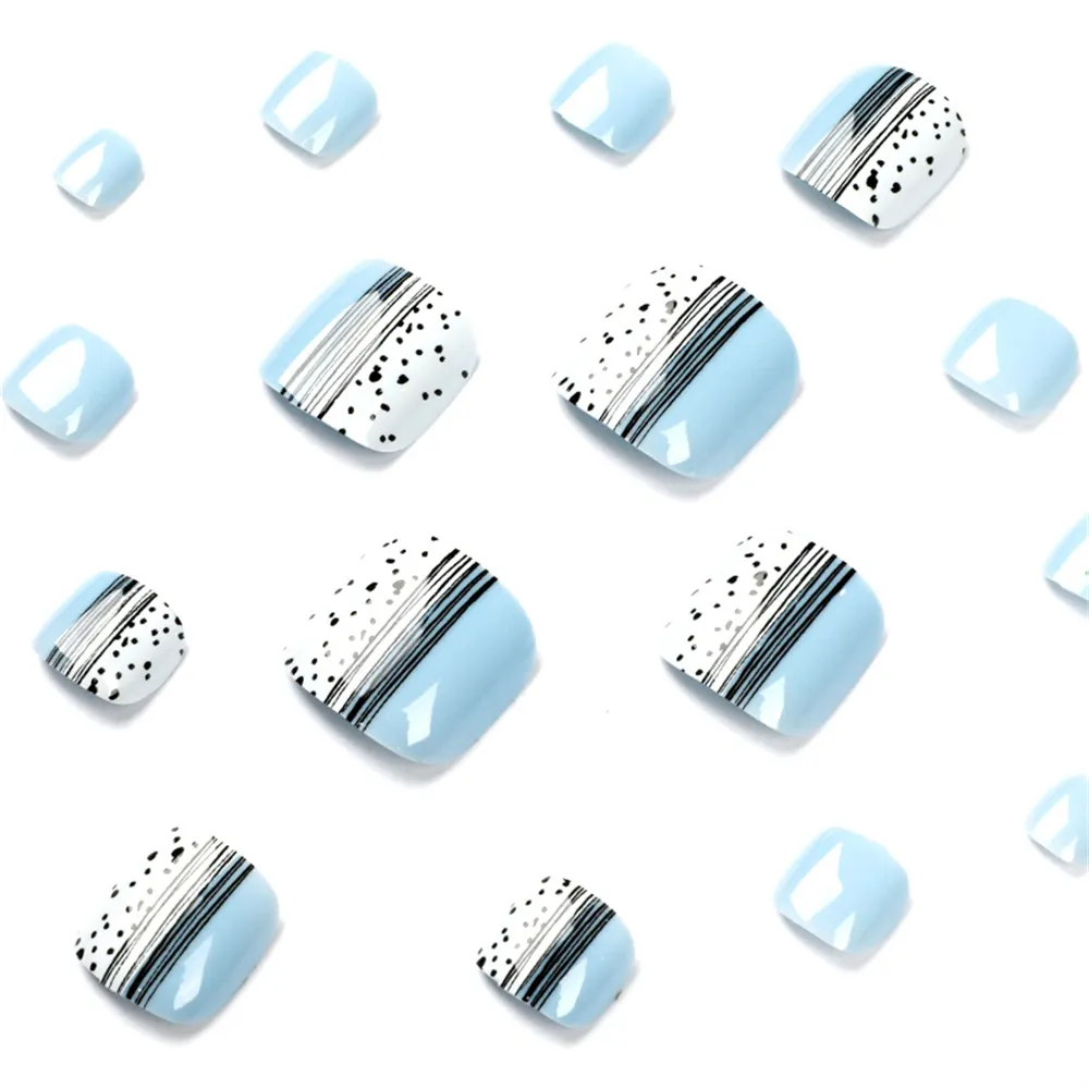 Square Toe Sky Blue and White Dot pattern
