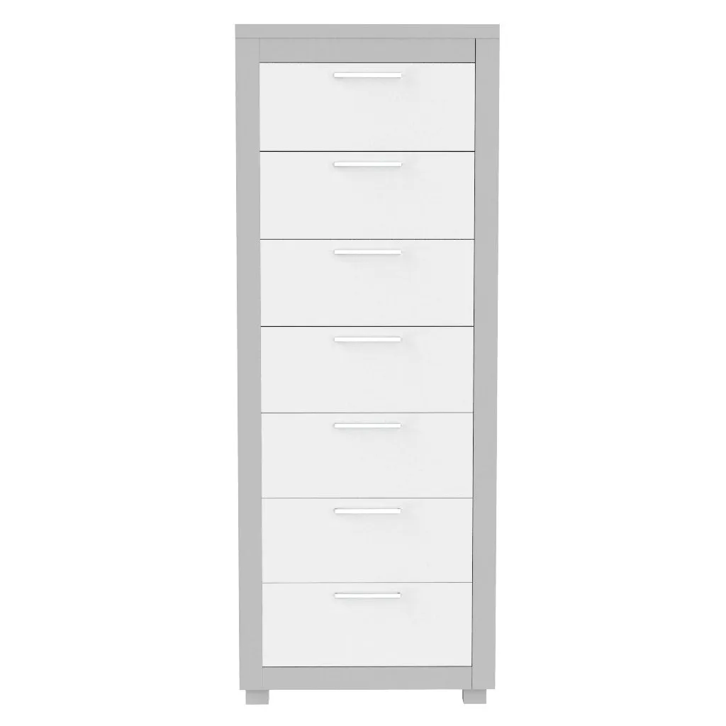 Standing Bureau - 7 drawer - Aria - Gray pale and white