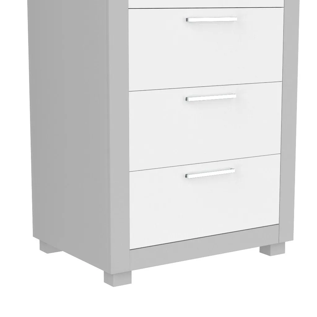 Standing Bureau - 7 drawer - Aria - Gray pale and white