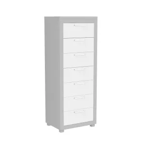 Standing Bureau - 7 drawer - Aria - Gray pale and white
