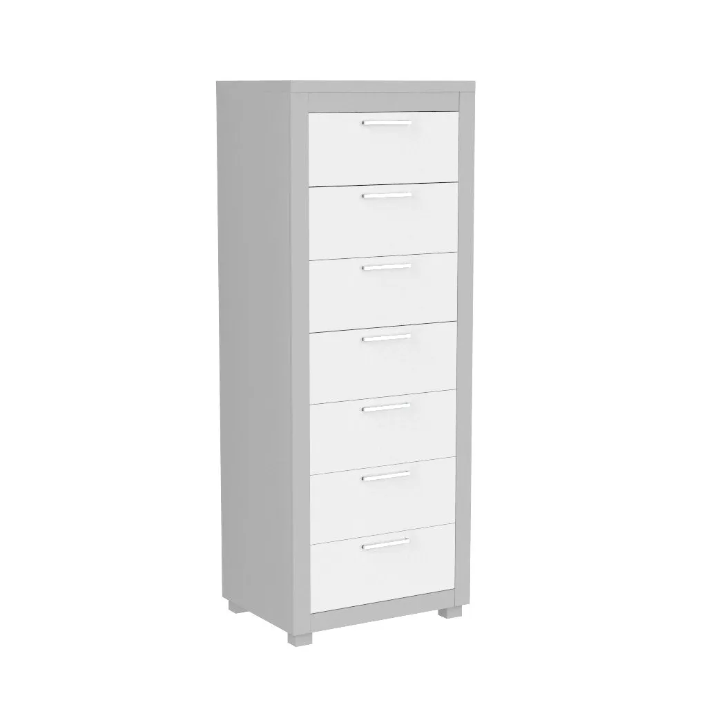 Standing Bureau - 7 drawer - Aria - Gray pale and white