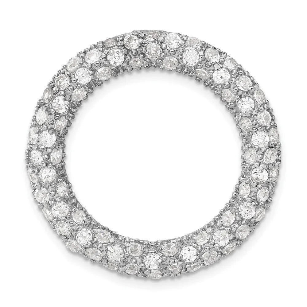 Sterling Silver CZ Circle Chain Slide Pendant